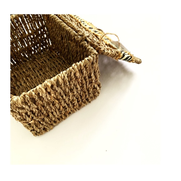 New Wicker Storage Box OOAK Handmade Flower Zebra - Picture 3 of 6